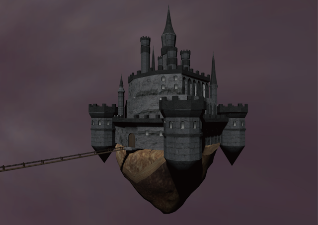 闇の空に浮かぶ城